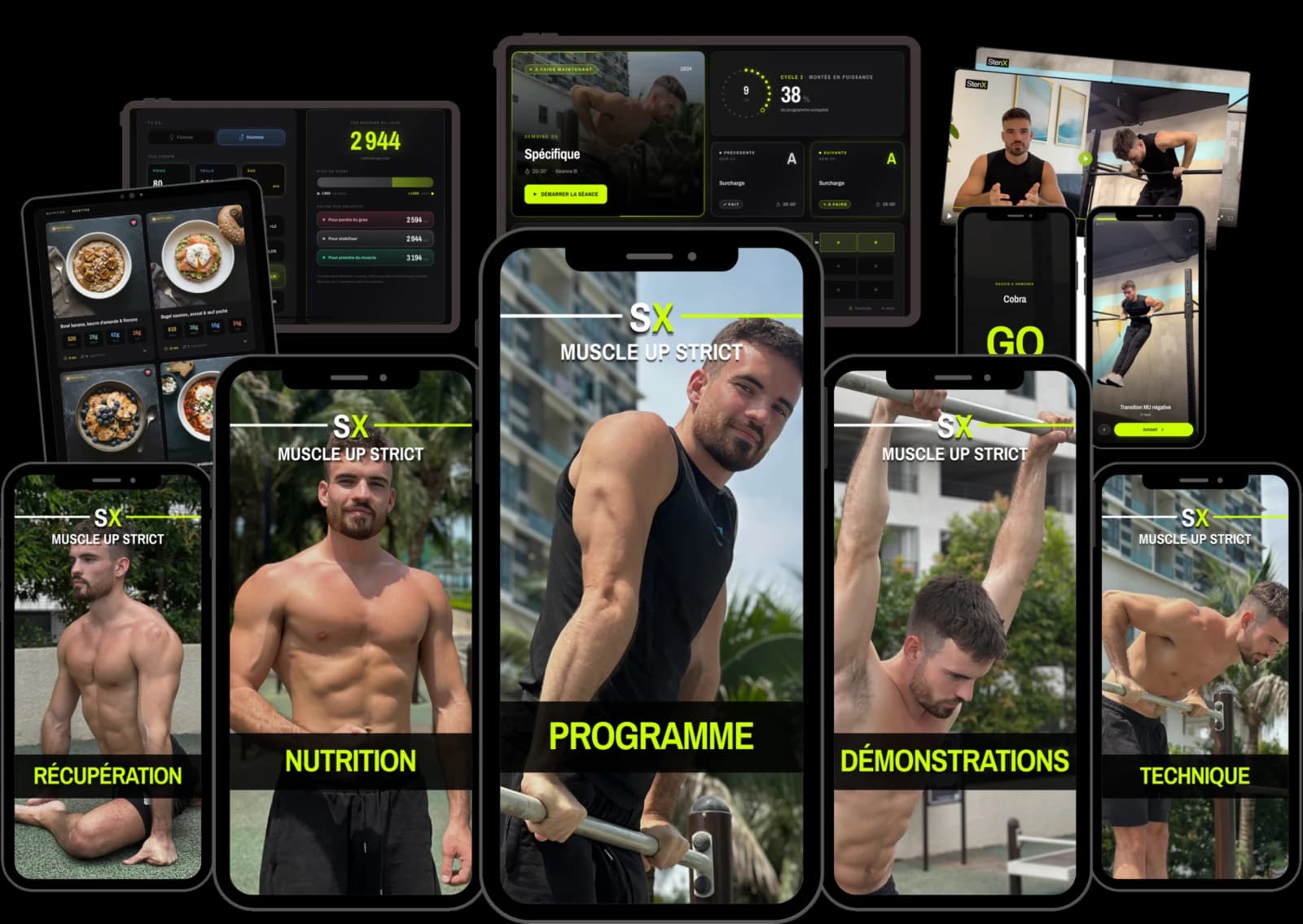 Mockup app StenX — vitrine produit multi-device