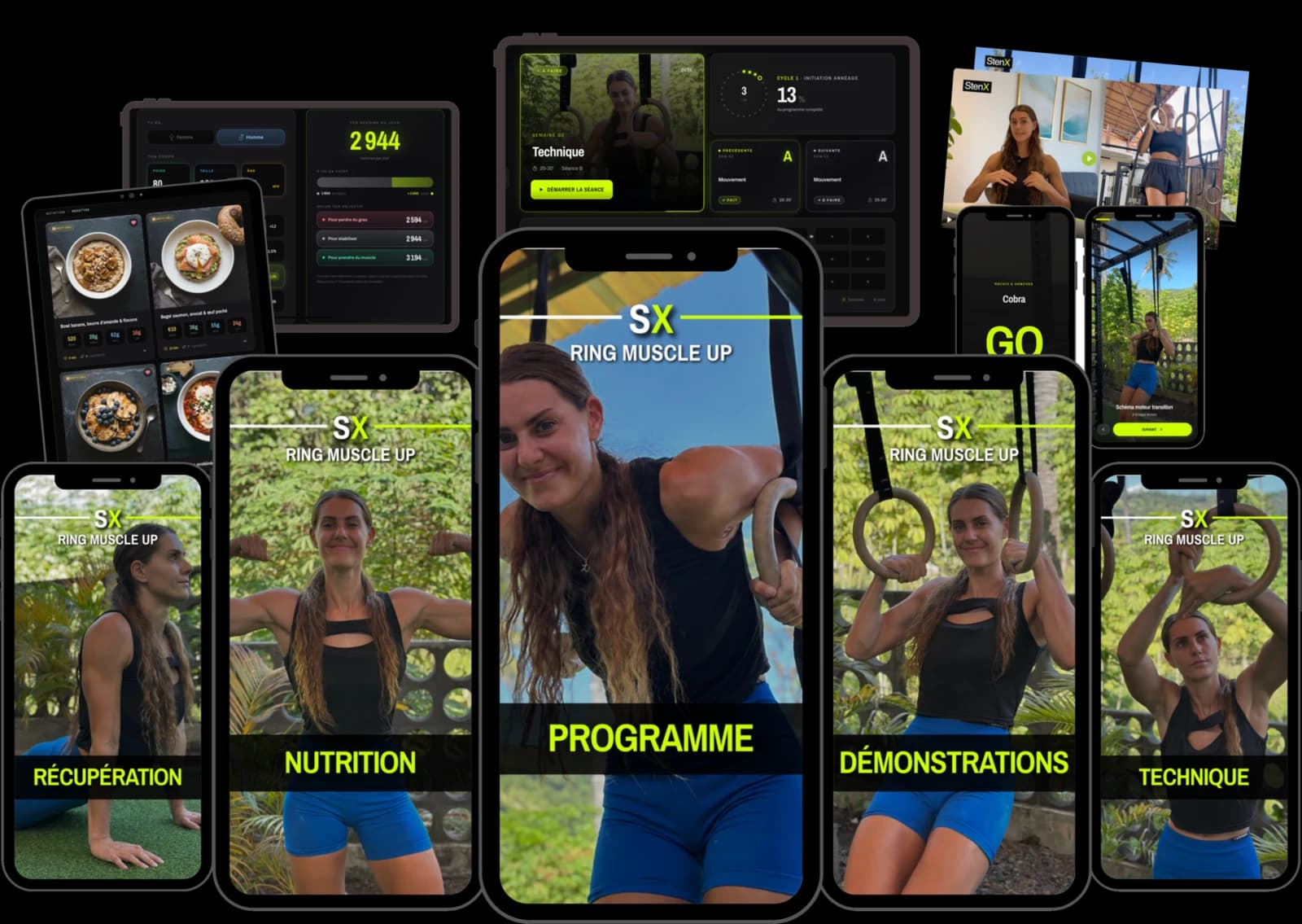 Mockup app StenX — vitrine produit multi-device