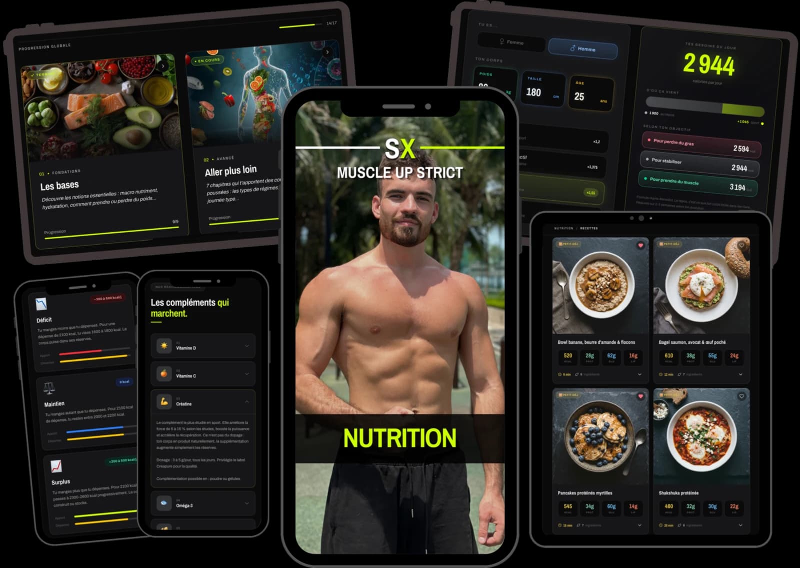 Aperçu de l'application — module nutrition
