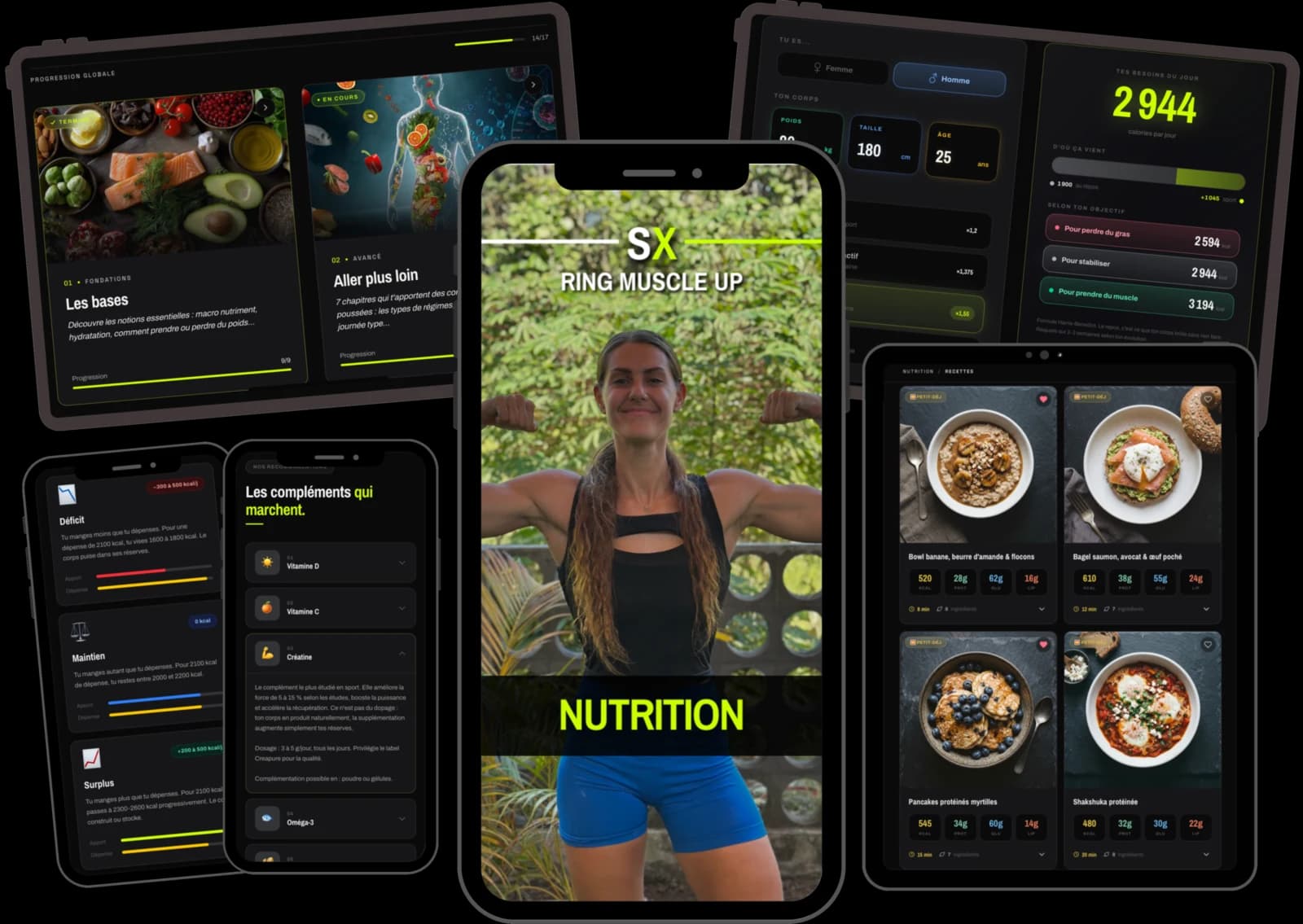 Aperçu de l'application — module nutrition